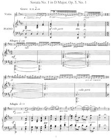 Partition No.1 en D major, 12 violon sonates, Op.5, Corelli, Arcangelo