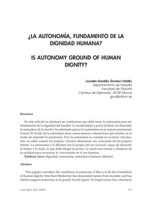 ¿La Autonomía, Fundamento de la Dignidad Humana? (Is Autonomy Ground of HumanDignity?)