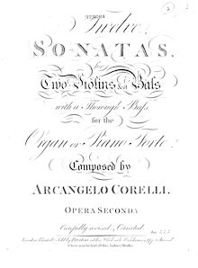 Partition Continuo, Trio sonates Op.2, Corelli, Arcangelo