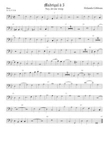 Partition viole de basse, madrigaux pour 5 voix, Gibbons, Orlando par Orlando Gibbons