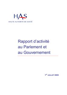Rapport d activité au Parlement et au Gouvernement de la Haute autorité de santé