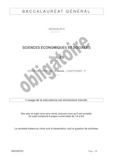 Sujet du bac ES 2010: Sciences Economiques Obligatoire