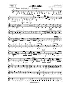 Partition violons II, Les Danaïdes, Salieri, Antonio