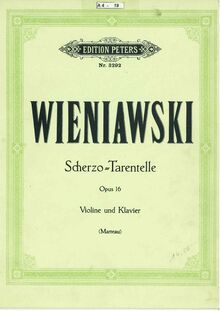Partition de violon, Scherzo tarantelle, Wieniawski, Henri par Henri Wieniawski