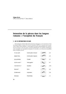 Intonation de la phrase dans les langues romanes : l exception du français - article ; n°1 ; vol.141, pg 36-55