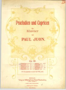 Partition couverture couleur, Praeludien und Capricen, Op.26, Juon, Paul