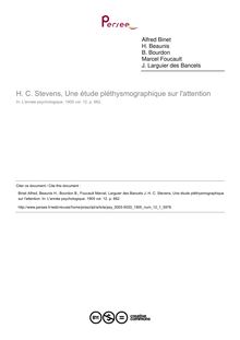H. C. Stevens, Une étude pléthysmographique sur l attention - compte-rendu ; n°1 ; vol.12, pg 662-662
