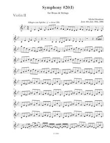Partition violons II, Symphony No.20, B-flat major, Rondeau, Michel