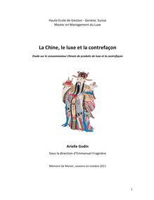 Mémoire sur la Chine, le luxe et la contrafaçon