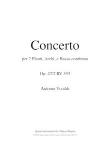 Partition complète, Concerto pour 2 flûtes en C major, RV 533, C major