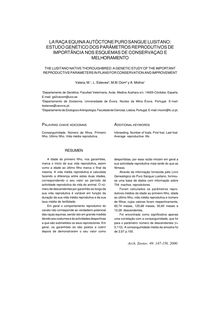 La raça equina autóctone Puro Sangue Lusitano: estudo genético dos parâmetros reprodutivos de importância nos esquemas de conservaçao e melhoramento