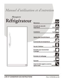Notice Réfrigérateur Frigidaire  PLRU1778ES5