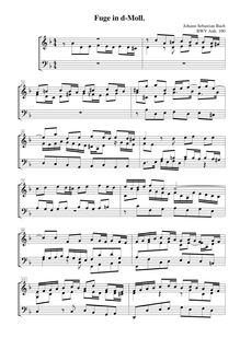 Partition complète, Fugue en D minor, BWV Anh.100, D minor, Bach, Johann Sebastian