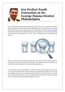 Get Perfect Tooth Extraction at Dr. George Hanna Dentist Philadelphia