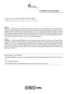 Lagrange et le problème de Kepler - article ; n°1 ; vol.42, pg 27-42