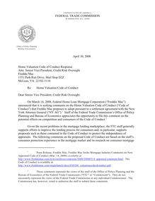 Finance, Home Lending- Federal Trade Commission Staff Comment for the  Federal Home Loan Mortgage Corporation