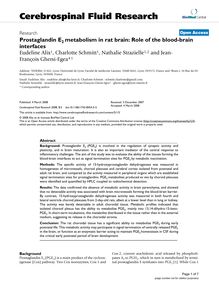 Prostaglandin E2metabolism in rat brain: Role of the blood-brain interfaces