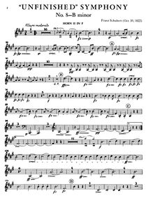 Partition cor 2 (F), Symphony No.8, Unvollendete (Unfinished), B minor