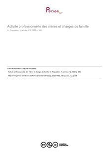 Activité professionnelle des mères et charges de famille - article ; n°2 ; vol.7, pg 345-345