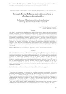 EDUCAÇÃO ESCOLAR INDÍGENA, MATEMÁTICA E CULTURA: A ABORDAGEM ETNOMATEMÁTICA (Indigenous Education, mathematics and culture summary: the ethnomathematics approach)