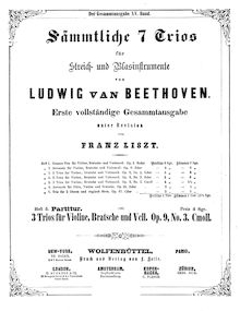 Score, 3 corde Trios, Beethoven, Ludwig van
