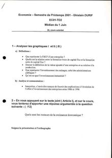 Fondements de l économie 2001 Université de Technologie de Belfort Montbéliard