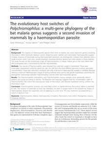The evolutionary host switches of Polychromophilus: a multi-gene phylogeny of the bat malaria genus suggests a second invasion of mammals by a haemosporidian parasite
