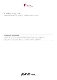 H. Batiffol, Guoji si fa - note biblio ; n°2 ; vol.31, pg 450-451