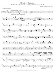 Partition violoncelles / Basses, violon Concerto en G minor, RV 315