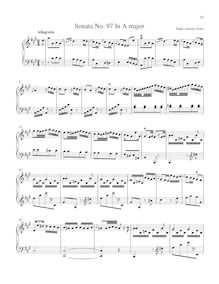 Partition Sonata R.97 en A major, clavier sonates R.91-100, Soler, Antonio
