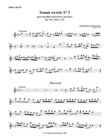 Partition enregistrement  2, 6 Trio sonates, Sonates en trio pour trois flûtes traversières sans basse