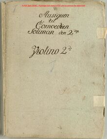 Partition violons II (3 copies plus fragments), Soliman den Anden