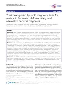 Treatment guided by rapid diagnostic tests for malaria in Tanzanian children: safety and alternative bacterial diagnoses