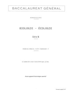 Biologie - Ecologie 2002 Scientifique Baccalauréat général
