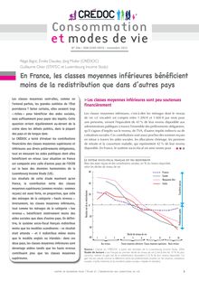 Crédoc : Consommation et modes de vie - En France, les classes moyennes inférieures bénéficient moins de la redistribution que dans d’autres pays