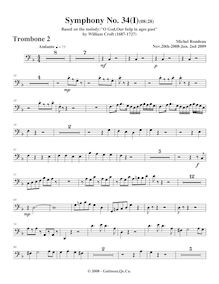 Partition Trombone 2, Symphony No.34, F major, Rondeau, Michel