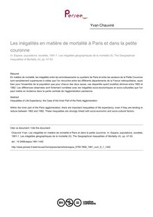 Les inégalités en matière de mortalité à Paris et dans la petite couronne - article ; n°1 ; vol.9, pg 47-53