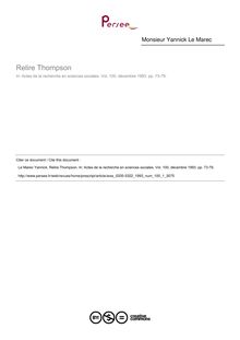 Relire Thompson  ; n°1 ; vol.100, pg 73-79