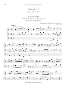 Partition , Pastorale Dialogue de flûte et cor (trompette) qui se fait sur les Échos, Journal d orgue No.9