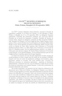 IXe Journées juridiques franco-chinoises (Pékin, Wuhan, Shanghai, 22-30 septembre 2005) - autre ; n°4 ; vol.57, pg 1057-1058
