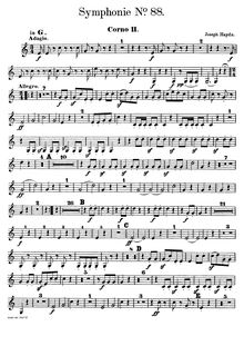 Partition cor 2 (en G et D), Symphony No.88 en G major, Sinfonia No.88