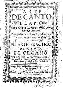 Partition Complete Book, Arte de canto llano, Montanos, Francisco de par Francisco de Montanos