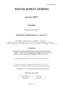 Bac 2017 S ES et L Sujet d italien LV 2