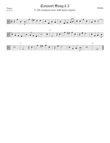 Partition ténor viole de gambe (alto clef), chansons pour 3 violes de gambe par Anonymous