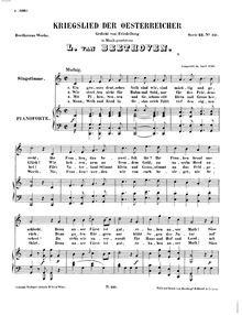 Partition complète, Kriegslied der Österreicher, WoO 122, C major