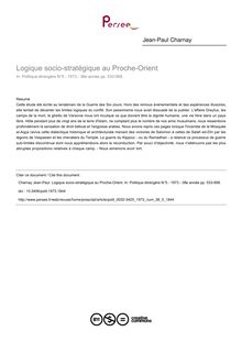 Logique socio-stratégique au Proche-Orient - article ; n°5 ; vol.38, pg 533-568
