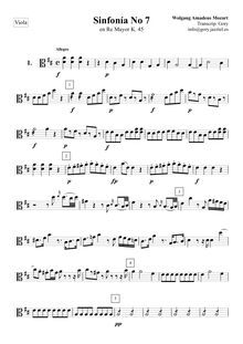 Partition altos, Symphony No.7 en D major, D major, Mozart, Wolfgang Amadeus