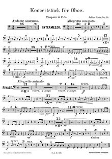 Partition timbales (en F, C), Konzertstück für hautbois, Rietz, Julius