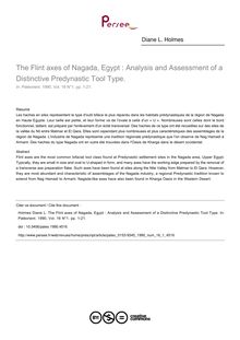 The Flint axes of Nagada, Egypt : Analysis and Assessment of a Distinctive Predynastic Tool Type. - article ; n°1 ; vol.16, pg 1-21