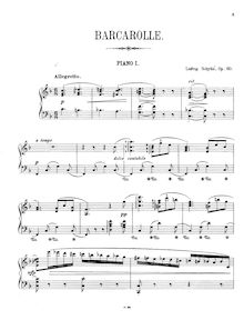 Partition Piano 1, Barcarolle pour Piano et cordes, Op.60, F minor